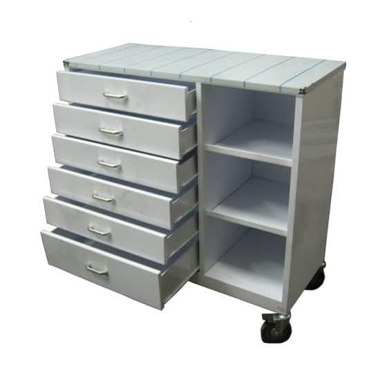 Anaesthetic Trolley 6 Drawers 3 Shelves - S/Steel top - Image 2