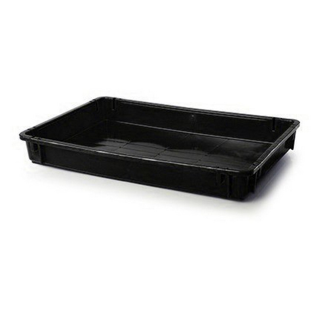 Stack Nest Crate - Plastic Box - Solid Sides and Base - 60 x 40 x 7.5 cm - Recycled Material - Black - PI-647-S-black