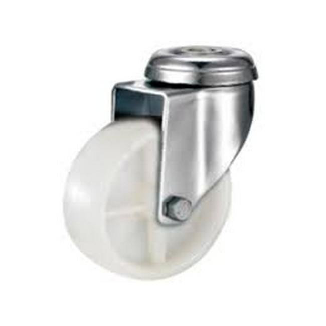 Castor Wheels - Nylon - Bolt Hole - Swivel - White - 125mm - TOOC470