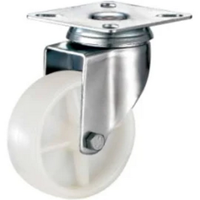 Castor Wheels - Polypropylene - Top Swivel - Fixed Plate - White - 75mm - TOOC412