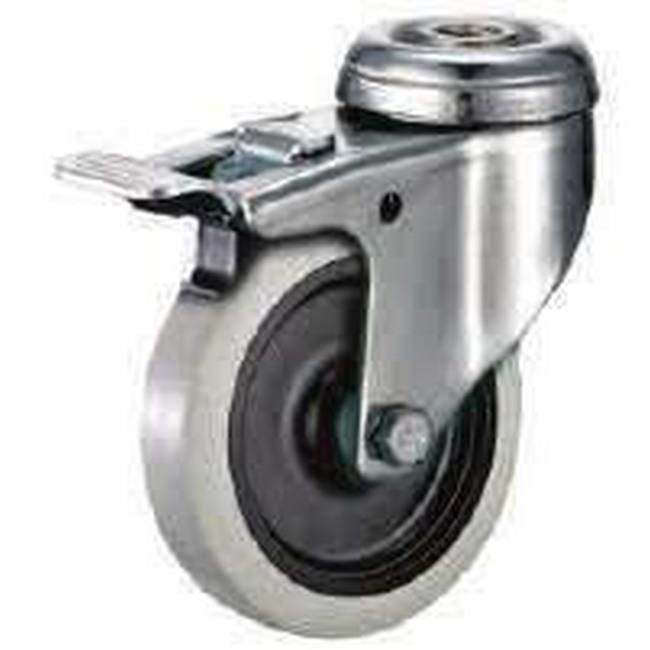 Castor Wheels - Thermoplastic Rubber - Bolt Hole Swivel - Brake - 50mm - TOOC518