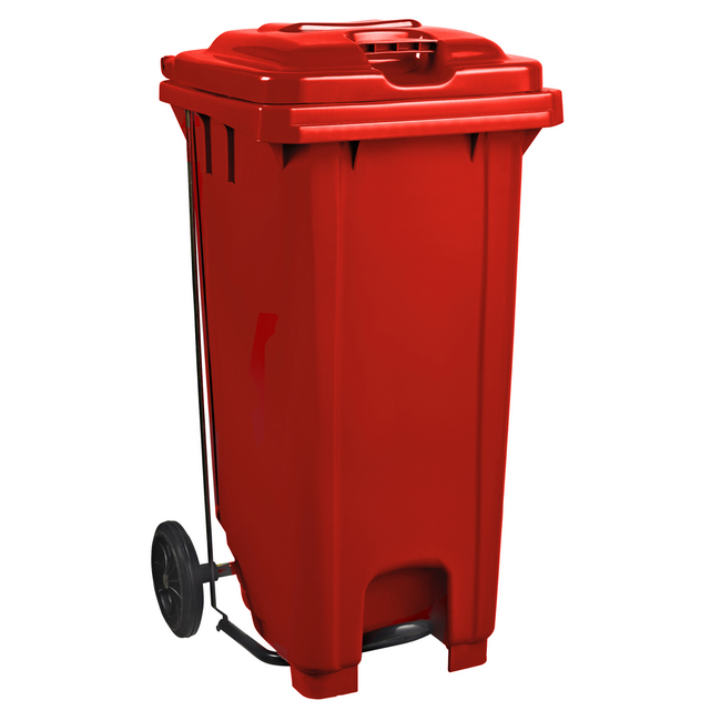 Wheelie Bin - Foot Operated Pedal Bin - 240L - Plastic - Red - 0231