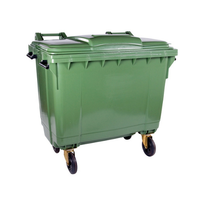 Bulk Wheelie Bin - 1100L - 4 Wheel - Plastic - Green - 0091
