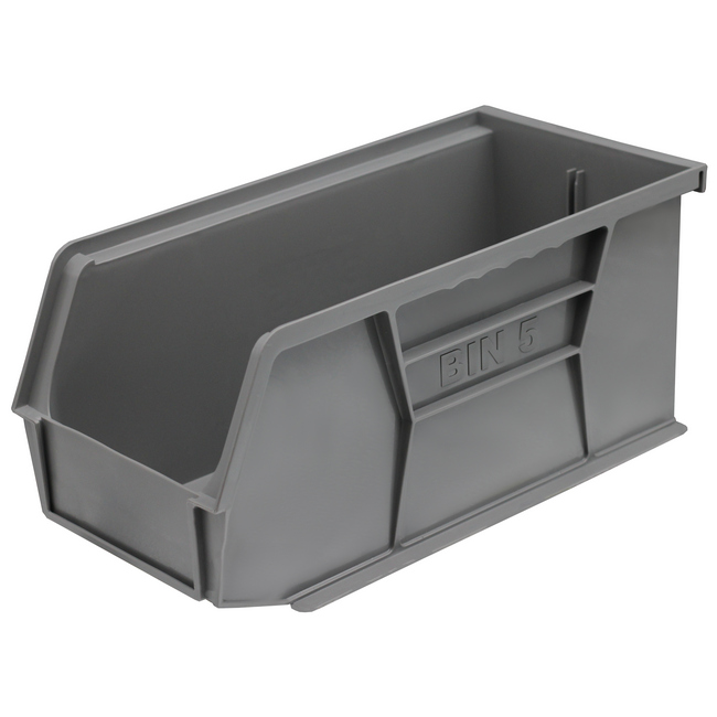 Stack & Hang Parts Storage Bin - Small Plastic Container - Size 5 - 28 x 14 x 13 cm - Grey - BIN-5-GREY