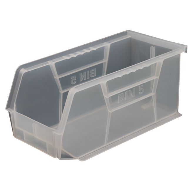 Stack & Hang Parts Storage Bin - Small Plastic Container - Size 5 - 28 x 14 x 13 cm - Clear - BIN-5-CLEAR