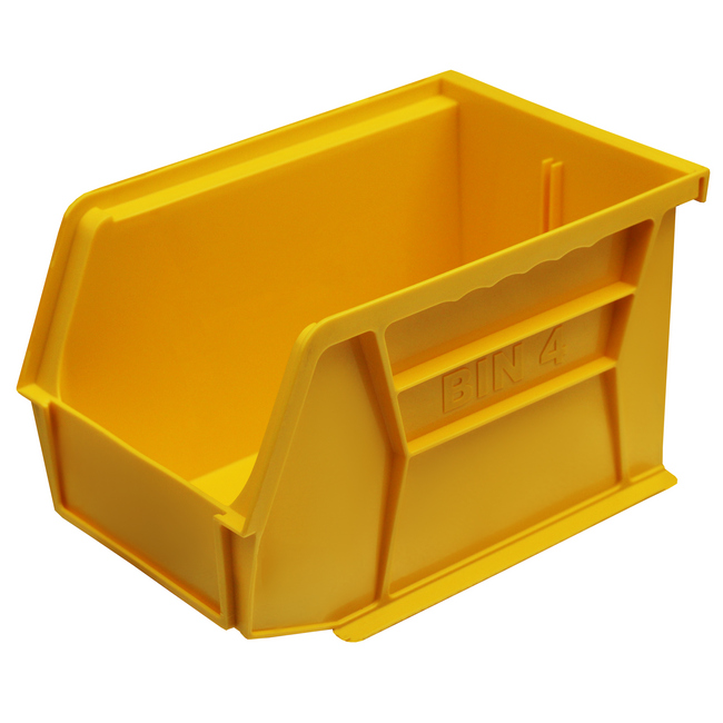 Stack & Hang Parts Storage Bin - Small Plastic Container - Size 4 - 21 x 14 x 13 cm - Yellow - BIN-4-YELLOW