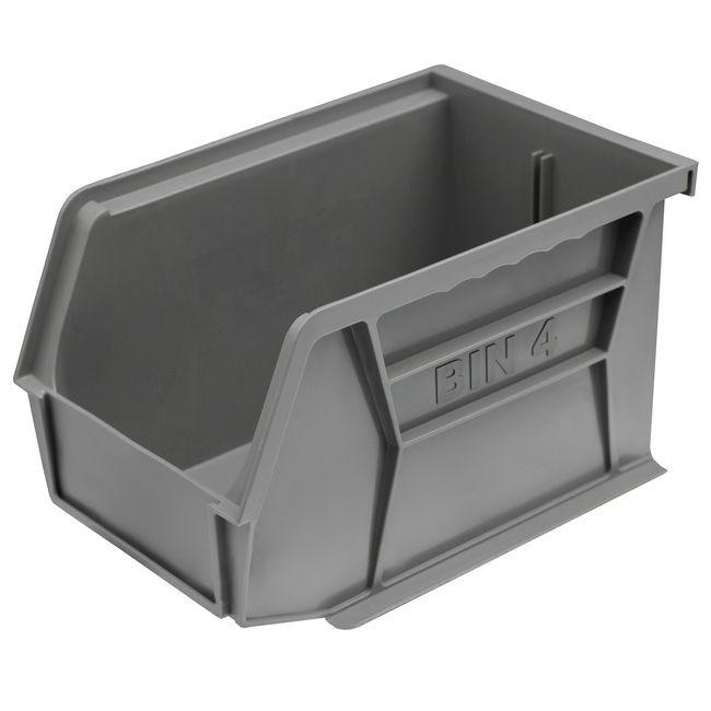 Stack & Hang Parts Storage Bin - Small Plastic Container - Size 4 - 21 x 14 x 13 cm - Grey - BIN-4-GREY