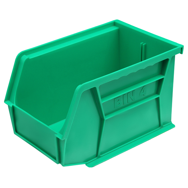 Stack & Hang Parts Storage Bin - Small Plastic Container - Size 4 - 21 x 14 x 13 cm - Green - BIN-4-GREEN