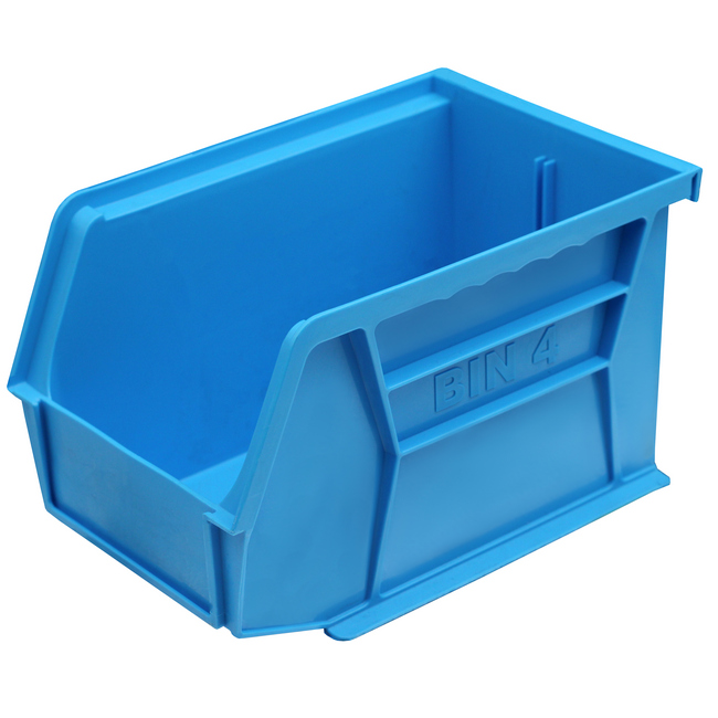 Stack & Hang Parts Storage Bin - Small Plastic Container - Size 4 - 21 x 14 x 13 cm - Blue - BIN-4-BLUE