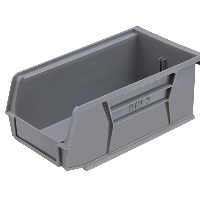 Stack & Hang Parts Storage Bin - Small Plastic Container - Size 3 - 19 x 10.5 x 7.5 cm - Grey - BIN-3-GREY