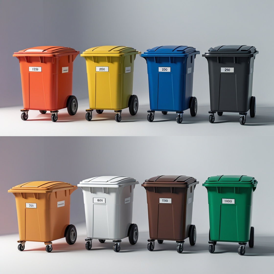 Brown 1000 liter wheelie bin