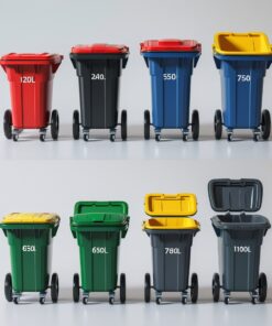 Brown 1100 liter wheelie bin