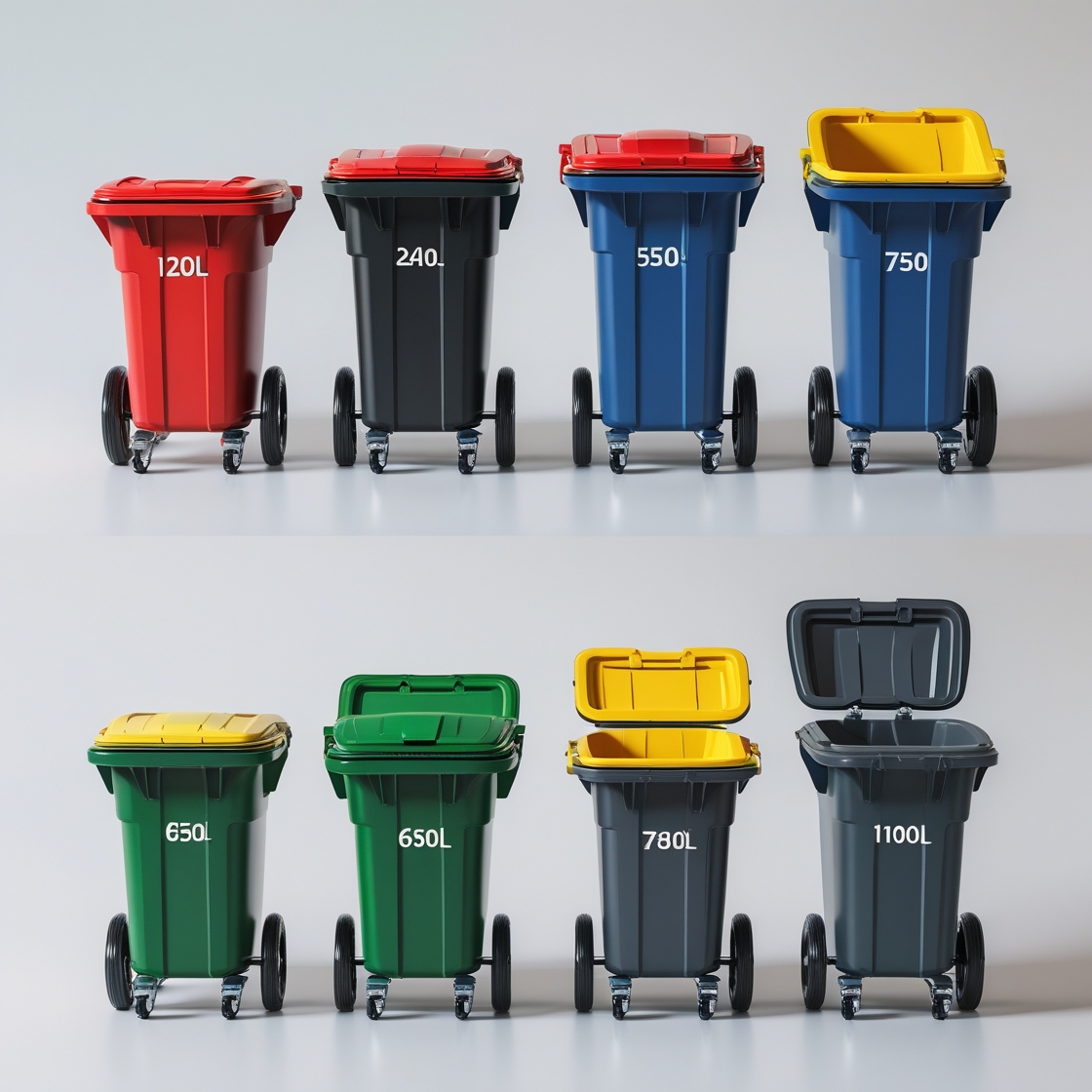 Brown 1100 liter wheelie bin