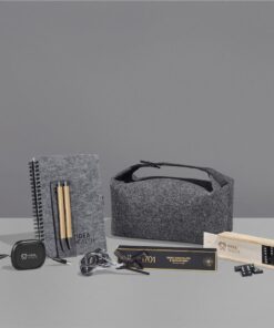 Composition Hamper – Domino’s, 4-in-1 Charging Cable, Pen Set, A5 Notebook, Nougat & African Sucker in Technology Travel Bag