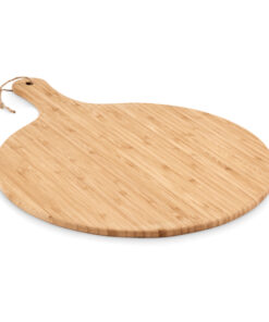 Cutting board made from Bamboo wood with a convenient serving handle