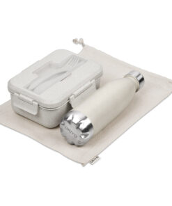 Eco Friendly Corporate Gift Set – Bottle & Lunch Box in Cotton String Bag