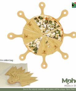 Eco Friendly Round Pizza Slice Wooden Serving Tray In Cotton Bag – Min 20 Units