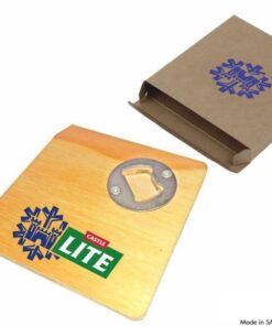 Eco Friendly Wooden Puzzle Coaster With Integrated Bottle Opener In Cardboard Box – Min 100