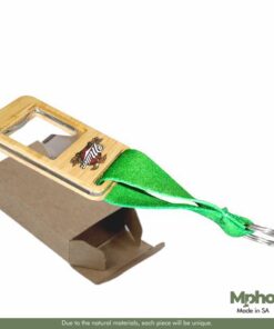 Eco Friendly Wooden Rectangular Bottle Opener Keyring With Any Colour Material Strap – Min 100 Units
