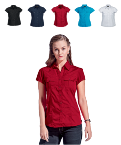Ladies City Short Sleeve Blouse With Flap Chest Pockets – Avail in Various Colours