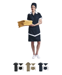 Ladies Poly Cotton 3 Piece House Coat Set – Dress, Apron & Head Scarf