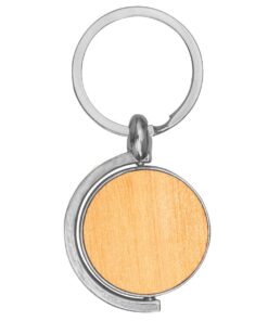 Metal & Bamboo Round Swivel Keyring – Rotates 360 Degrees