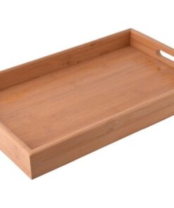 Natural Bamboo Serving Tray with Integrated Handles