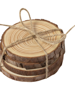 Natural Pine Wood 4 pc Coaster Set – Eco Friendly