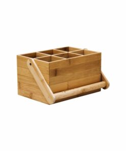 Bamboo Caddy With Handle, 6 Div. (205X160X230MM) – MOQ: 24 units