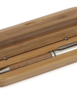 Ballpen made from bamboo and metal trim parts, supplied in a mat