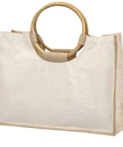 Jute Shopping Bag With Bamboo Handles