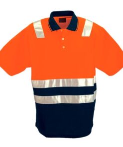 Hi Vis Patrol Golfer With Reflective Tape – Available in: Safety Orange/Navy or Safety Yellow/Navy