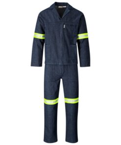 Vintage 100% Cotton Denim Conti Suit – Reflective Arms & Legs – Yellow Tape