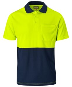 Inspector Two-Tone Golf Shirt with Pocket – Avail in Lumo Green, Yellow or Orange