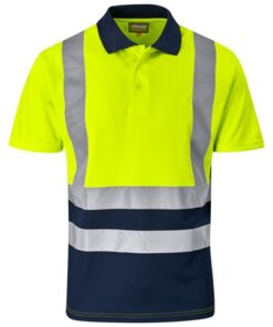 Surveyor Two-Tone Hi-Vis Reflective Golf Shirt – Avail in Lumo Green, Yellow or Orange