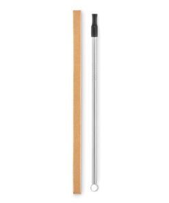 Reusable Stainless Steel drinking straw with Silicone nozzle and cleaning brush in paper box