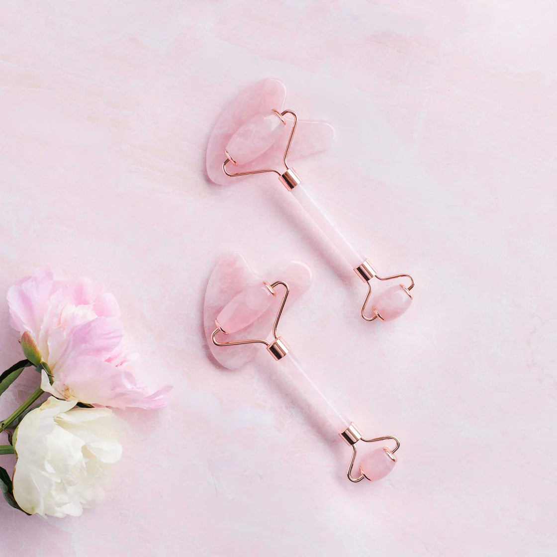 Rose Quartz Roller & Gua Sha Stone Set - Image 2